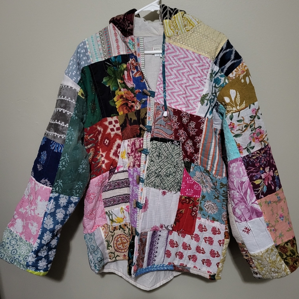 Ashley Taylor Quilted Cardigan Jacket Xl Patchwor… - image 1